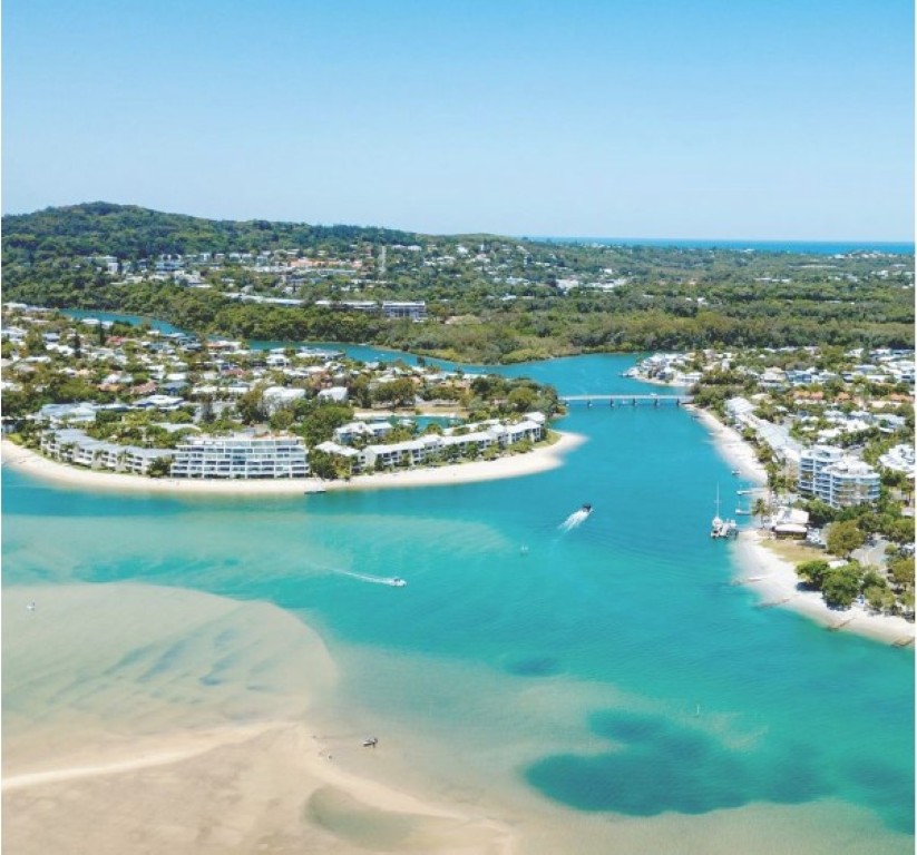 Aerial view of the Noosa and Sunshine Coast region