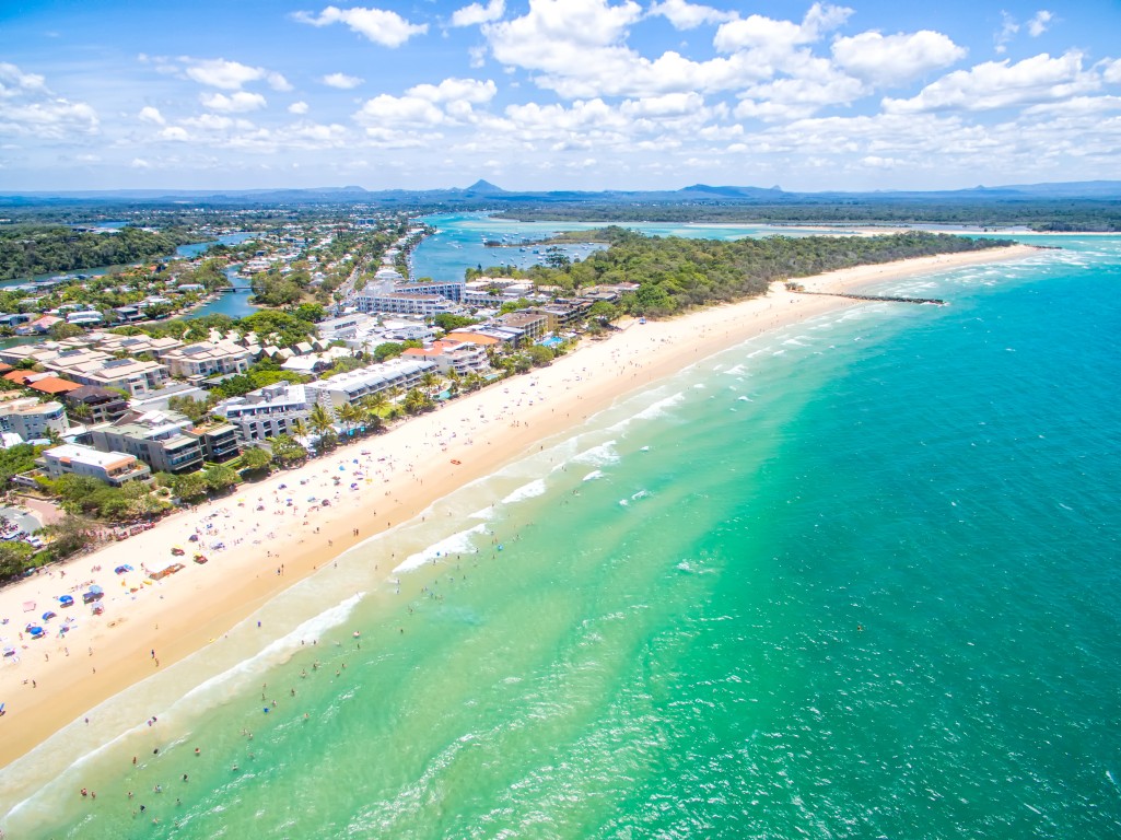 Aerial view along the Sunshine Coast